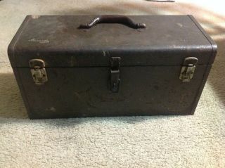 Vintage Kennedy Machinists Tool Box Model K - 20 Brown Handled With Socket Tray