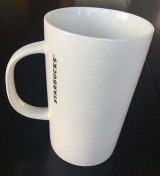 Starbucks Ceramic 12 Oz Coffee Mug 2014 White On White Embossed Siren Logo Rare 3