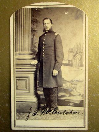 Civil War Captain Identified 9th Iowa Cavalry Officer Soldier Cdv Antique Photo