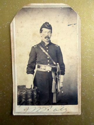 Civil War Officer Identified 9th Iowa Cavalry Armed Lieutenant Cdv Antique Photo
