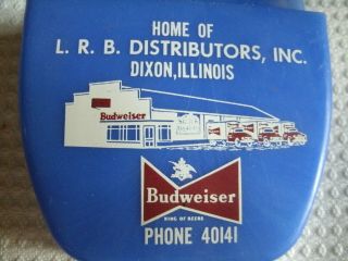 Vintage Budweiser L.  R.  B.  Distributors Dixon Illinois Coin Or Key Holder