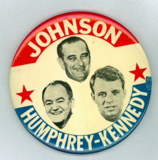 1964 York Us Senator Robert Kennedy Johnson Campaign Pinback Button - Rfk - 1004