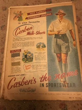 Casben Shorts Sportswear Ana Australian 1940s Vintage Print Advert