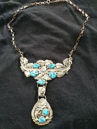 Sterling Silver And Turquoise Vintage Necklace