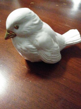 Goebel Sparrow Bird W.  Germany Ceramic White With Gold Beak Figurine Cv 74