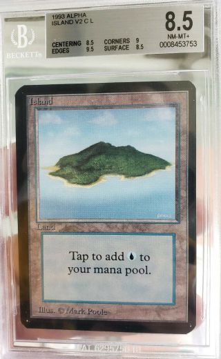 Vintage Magic | BGS 8.  5 MTG Alpha Island [BLUE SKY],  w/9,  9.  5, 3