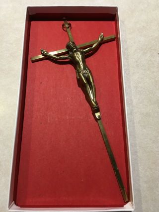 Vintage Brass 10 " Wall Catholic Crucifix Cross Inri