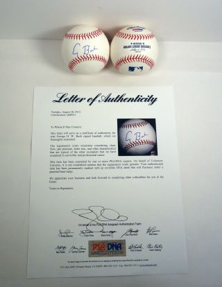 President George Hw Bush Signed Autograph Mlb Baseball Psa/dna B