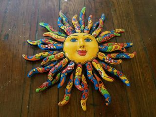Sun Face Talavera,  Mexican Art By Gerardo Garcia,  9 Inch