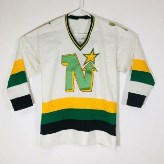Vintage Minnesota North Stars Jersey Men’s S White Green Embroidered Stitched