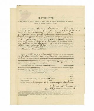 1862 Civil War Discharge Documents - Pvt George Barnett,  1st U.  S.  Sharpshooters