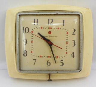 Vintage Ge Telechron 2h24 White Kitchen Wall Clock General Electric Dinette