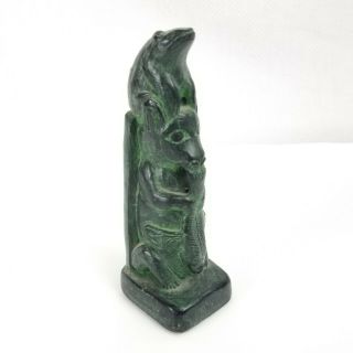 Vintage Greg Wolf Canada Hand Crafted Totem Green Canadian Figure Statue,  5.  5 "