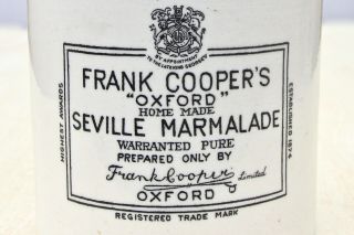 VINTAGE HUGE 2lb FRANK COOPER ' S OXFORD HOME MADE SEVILLE MARMALADE POT JAR 2