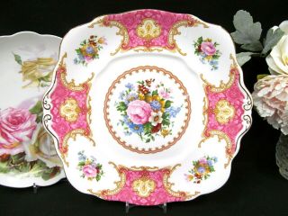 Royal Albert Lady Carlyle Pink And Pink Roses Pattern Cake Plate 10 "