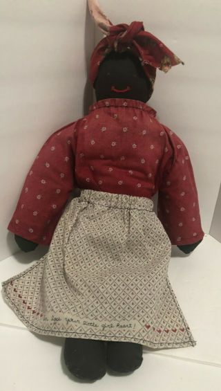 Vintage Black Americana Girl Rag Doll Cloth Handmade Mammy Folk Art 17 "