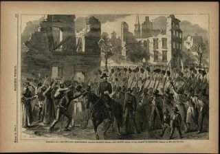 Colored Troops Union Army Charleston 1865 Antique Civil War Wood Engraved Print