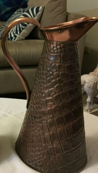 1 X Vintage Joseph Sankey Js&s Crocodile Skin Solid Copper Water Jug
