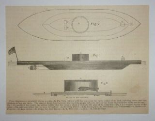 1866 Plans Of The Monitor (civil War) Engraving