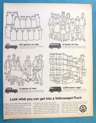 1961 Volkswagen Pickup Truck Ad Look What You Can Get Into A Vw Truck
