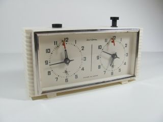 Vintage Russian Chess White Mechanical Clock Rare