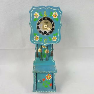 Vintage Linden Black Forest Miniature Wind Up Grandfather Pendulum Clock Wood