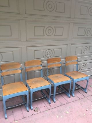 2 Vintage Industrial School Child Desk Chairs - American Seating Co.  - 17 (pair)