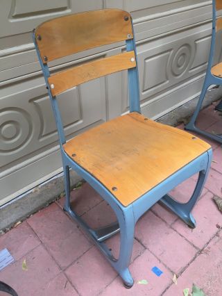 2 Vintage Industrial School Child Desk Chairs - American Seating Co.  - 17 (PAIR) 3