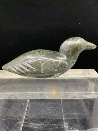 Vintage Canadian Inuit Eskimo Art Stone Carving Bird / Fowl Signed