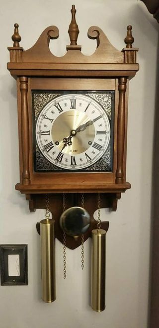 Vintage Hamilton 31 Day Wind Up Wall Clock,  Stunning