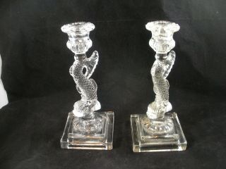 Imperial Glass Dragon Koi Fish Candle Holders Sticks