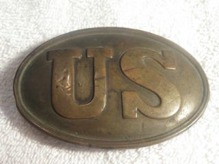 Civil War Solid Brass " U.  S.  " Union Belt Buckle Ca.  1860s
