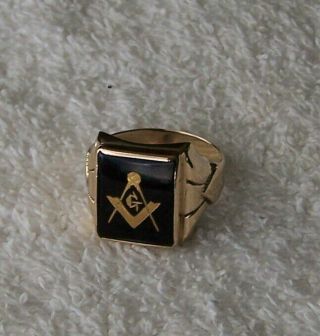 Vintage Mens Masonic Ring 10k Gold Size 10 1/2