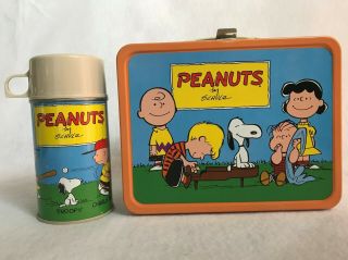 Vintage 1959 Peanuts By Schulz Metal Lunch Box And Thermos – King - Seeley