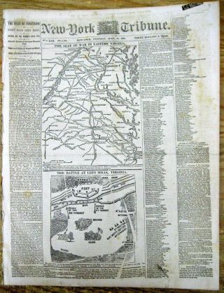 Best 1862 Civil War Newspaper W Lg Front Page Map Battle Of Lee 