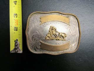 Montana Silversmiths Silver Belt Buckle Western Cowboy Roping Calf
