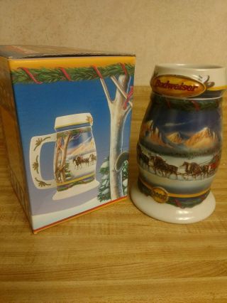 2000 Anheuser Busch Budweiser Holiday Stein " Holiday In The Mountains " Cs416se