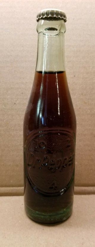 Vintage Dr Pepper 10 - 2 - 4 Soda Full 6 Oz Green Glass Bottle