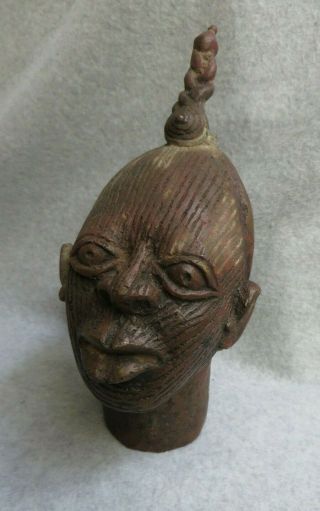 African Vintage Bronze Head Of A Woman
