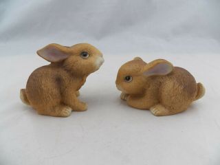 Homco 1465 Set Of 2 Brown Baby Bunny Rabbits Bunnies Figurines Evc