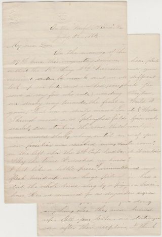 1864 Civil War Soldier Letter - On The Norfolk Road - Great Content - 35th Mass