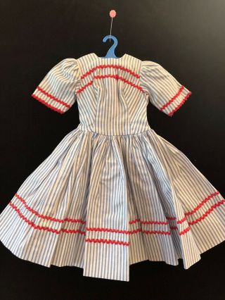 Vintage Madame Alexander Cissy Blue And White Striped Dress Red Rick Rack
