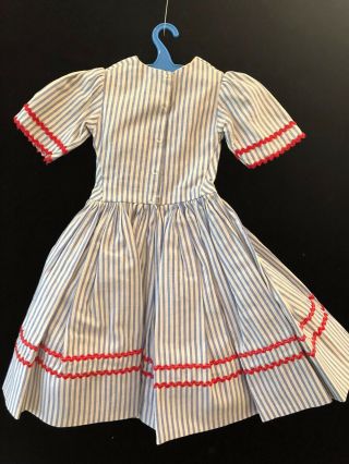 Vintage Madame Alexander Cissy Blue and White striped Dress Red Rick Rack 2