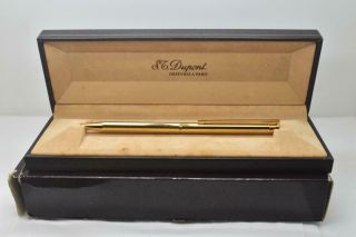 Vintage St Dupont Classic Ballpoint Pen Octagonal Shaped Gold Plated Barrel