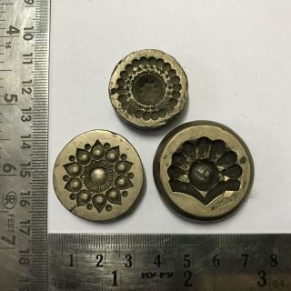 3pc antique old bell metal jewelry stamp die seal flower pattern 2