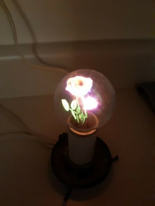 Vintage Aerolux Rose And Leaves Electric Light Bulb Flower with lamp 2