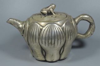 Chinese Collectable Handwork Old Miao Silver Carve Beauty Lotus Souvenir Tea Pot