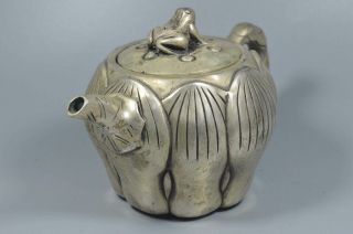 Chinese Collectable Handwork Old Miao Silver Carve Beauty Lotus Souvenir Tea Pot 2