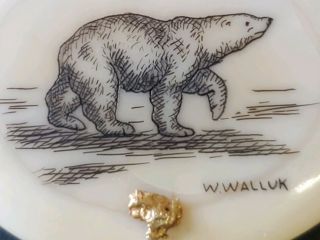 Vintage Collectible Authentic Scrimshaw Polar Bear Pin With Gold Nugget