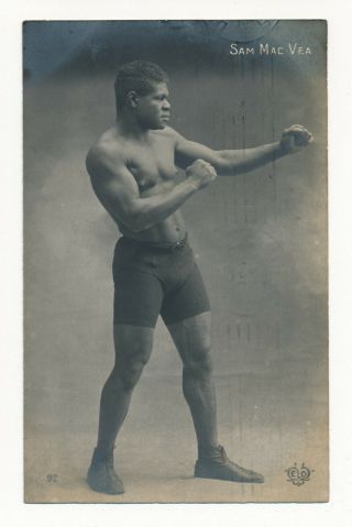 1909 Sam Mcvey Rppc Eld Boxing Postcard Card Real Photo Black Americana Boxer